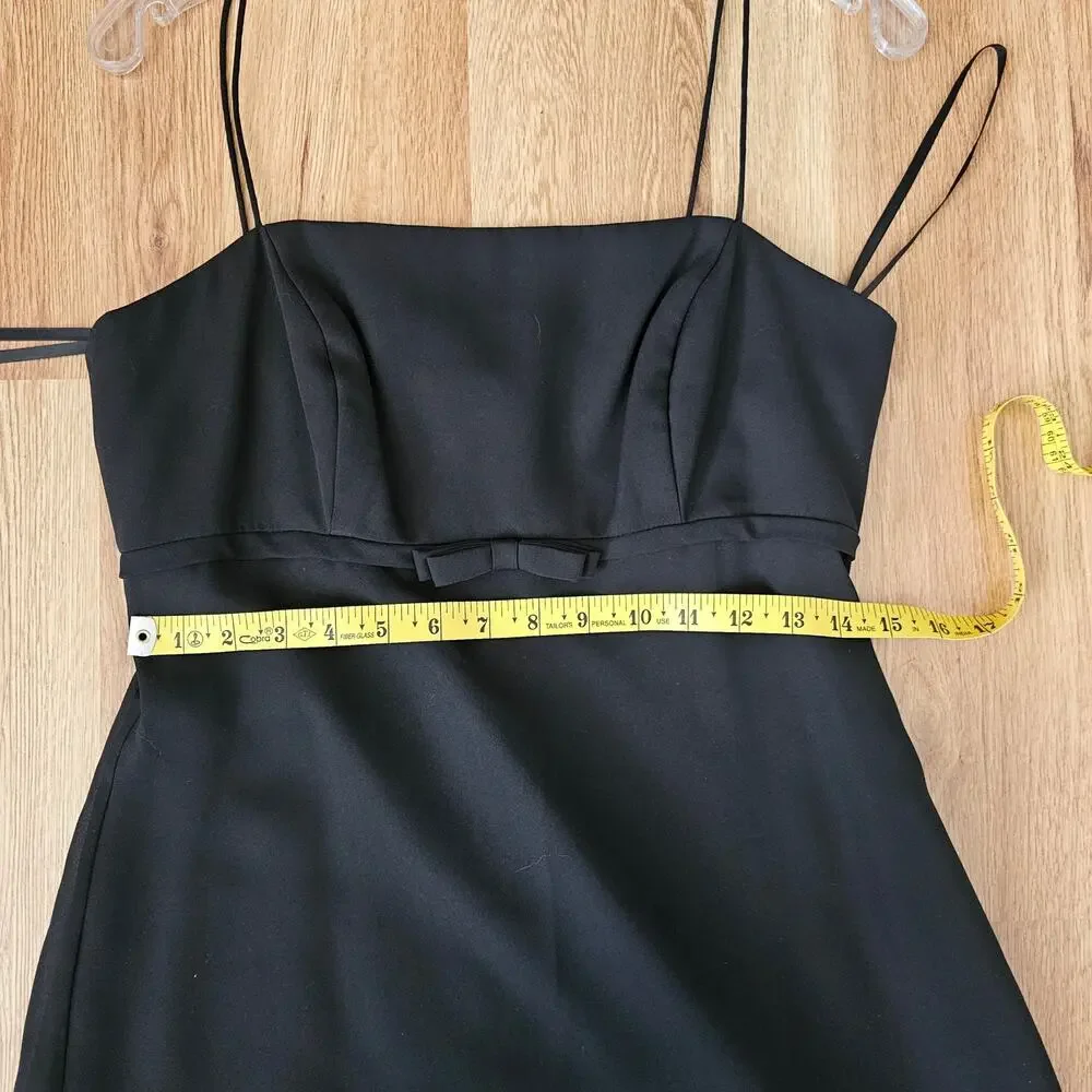 Priscilla of Boston Black Spaghetti Straps Bow Detail Formal Dress Homecomig VTG - Picture 6 of 8